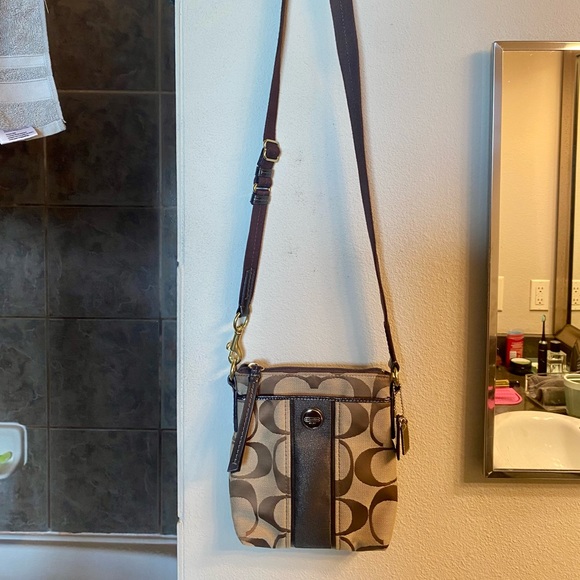 Coach Brown Logo Crossbody Bag - Picture 4 of 6